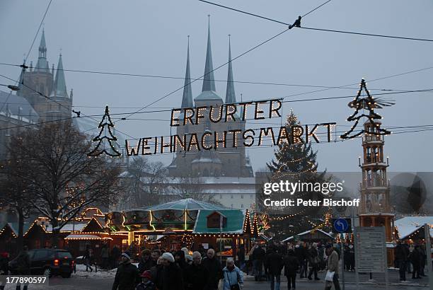 Mariendom , Severikirche , Weihnachtsmarkt, Erfurt, Thüringen, Deutschland, Europa, Adventsmarkt, Advent, Adventszeit, Weihnachten, Weihnachtszeit,...