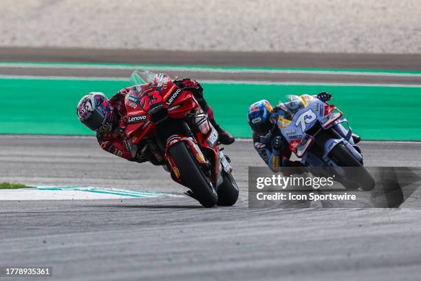 Enea Bastianini of Ducati Lenovo Team in action during the MotoGP class race of the Petronas Grand Prix of Malaysia on November 12 held at Sepang...