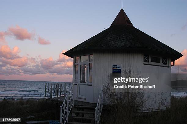 Strand, Ostseebad Binz, Insel Rügen, Mecklenburg-Vorpommern, Deutschland, Europa, Strandhaus, Wolken, abends, Meer, Ostsee, Reise,