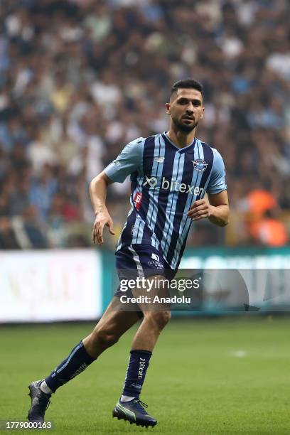 Emre Akbaba of Yukatel Adana Demirspor competes during the Turkish Super Lig week 12 soccer match between Fenerbahce and Yukatel Adana Demirspor at...