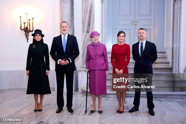 Crown Princess Mary of Denmark, King Felipe VI of Spain, Queen Margrethe of Denmark, Queen Letizia of Spain and Crown Prince Frederik of Denmark...