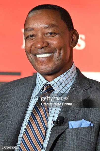 Retired NBA Player Isiah Thomas onstage during "From The Hardwood to the Board Room: A Conversation with Isiah Thomas" at the 2023 ForbesBLK Summit...