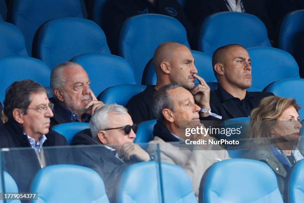 Aurelio De Laurentiis Fabio e Paolo Cannavaro during Serie A soccer match SSC Napoli -Empoli, Stadio Maradona on November 11, 2023 in Naples , Italy.