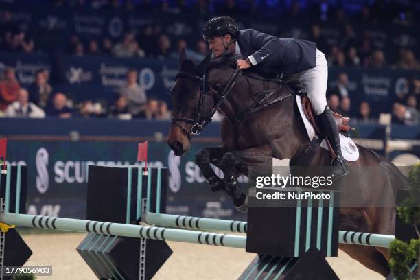 Steve Guerdat riding Venard de Cerisy in action during the barrage of CSI5* - W Longines FEI World Cup Competition presented by Scuderia 1918 -...