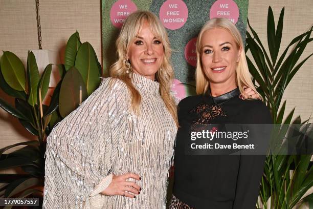 Tamzin Outhwaite and Denise van Outen attend the We Free Women x Tamzin Outhwaite launch party at 20 Berkeley, Mayfair on November 12, 2023 in...