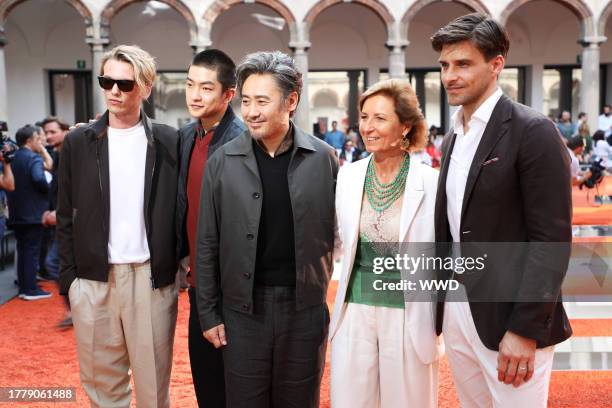 Jamie Campbell Bower, Qu Chuxiao, Wu Xiubo, Anna Zegna and Johannes Huebl in the front row