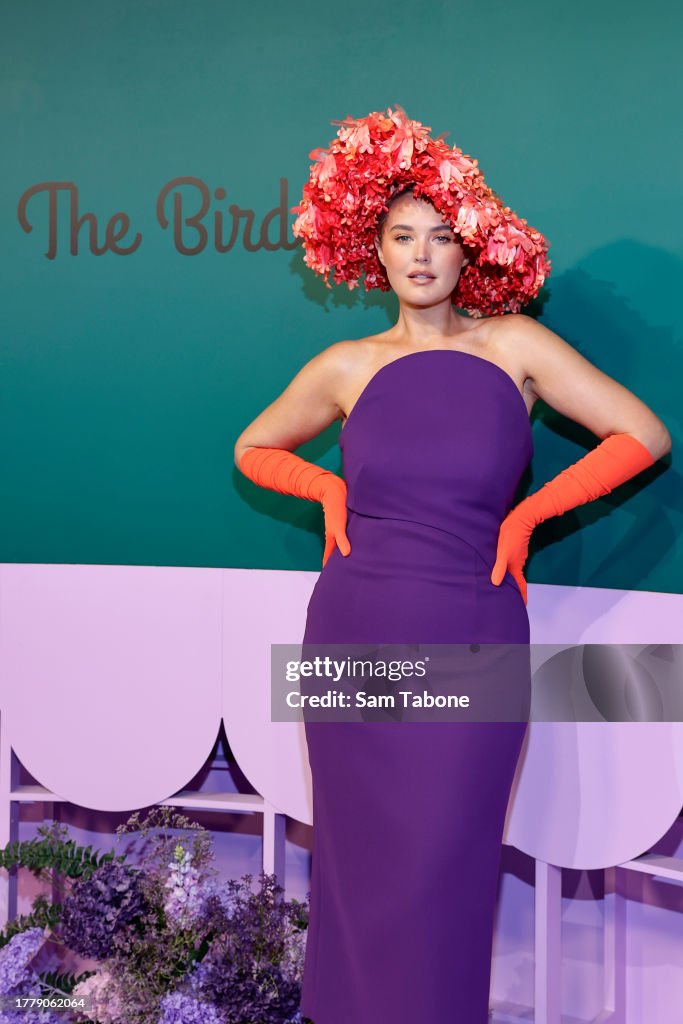 Georgina Burke Poses For A Photo During 2023 Melbourne Cup Day At georgina-burke-poses-for-a-photo-during-2023-melbourne-cup-day-at