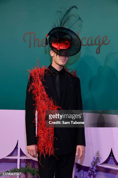 Aaron Mitchell poses for a photo during 2023 Melbourne Cup Day at Flemington Racecourse on November 07, 2023 in Melbourne, Australia.