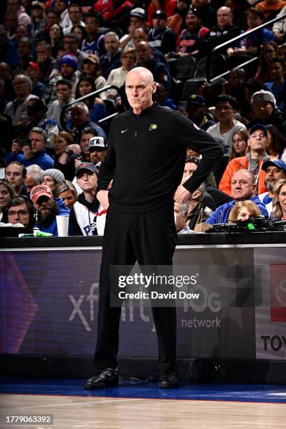 Head Coach of Rick Carlisle of the Indiana Pacers looks on during the game against the Philadelphia 76ers on November 12, 2023 at the Wells Fargo...