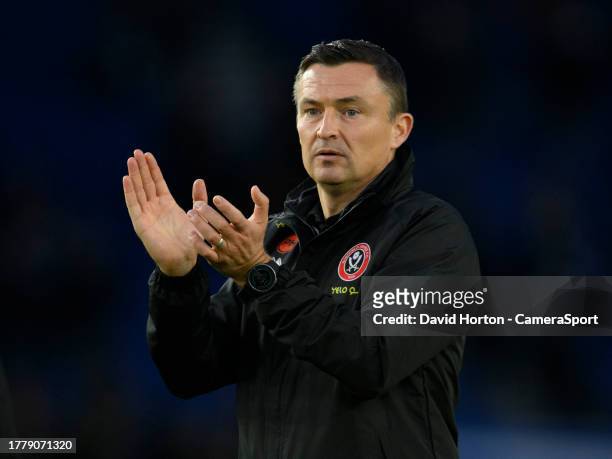 Sheffield United manager Paul Heckingbottom during the Premier League match between Brighton & Hove Albion and Sheffield United at American Express...