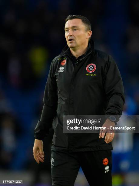 Sheffield United manager Paul Heckingbottom during the Premier League match between Brighton & Hove Albion and Sheffield United at American Express...