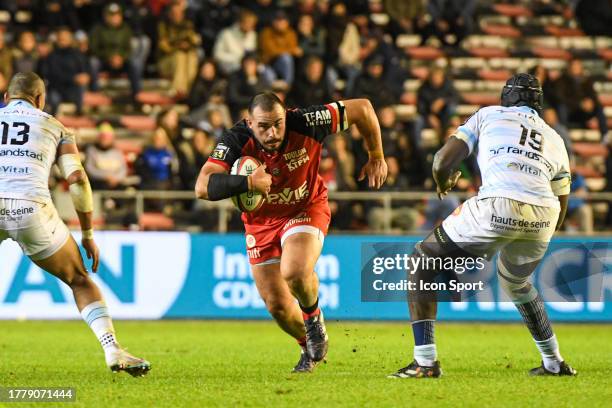 Jean Baptiste GROS of Toulon during the Top 14 match between Racing 92 and Rugby Club Toulonnais at Felix Mayol Stadium on November 12, 2023 in...