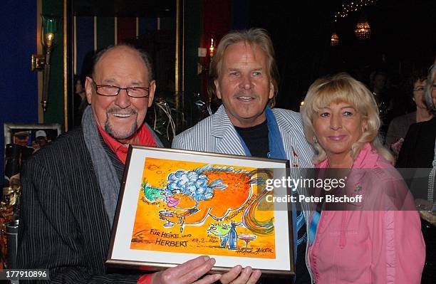 Herbert Köfer, Frank Zander, Ehefrau Evelyn , Feier zum 90. Geburtstag von H. K ; F E R, "Amber Suite" im Ullsteinhaus, Berlin, Deutschland, Europa,...