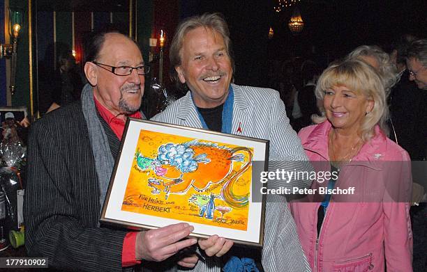 Herbert Köfer, Frank Zander, Ehefrau Evelyn , Feier zum 90. Geburtstag von H. K ; F E R, "Amber Suite" im Ullsteinhaus, Berlin, Deutschland, Europa,...