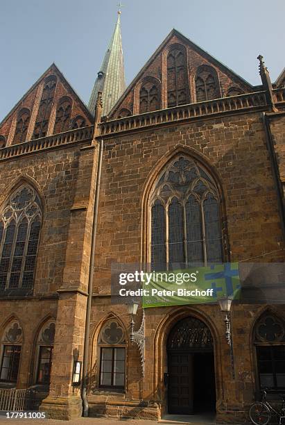 Werbebanner, "32. Deutscher Evangelischer Kirchentag Bremen 2009" , Liebfrauenkirche, Bremen, Deutschland, Europa, Kirche, protestantisch,...