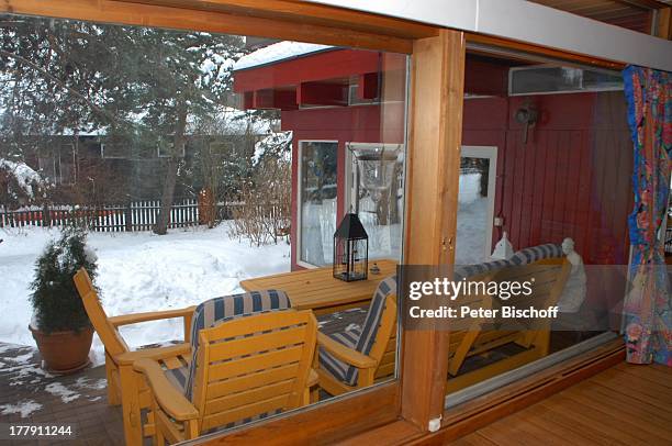 Wohnzimmer + Terrasse von Anita Hegerland , Homestory, Insel Nesoya , Norwegen, Europa, Winter, Schnee,