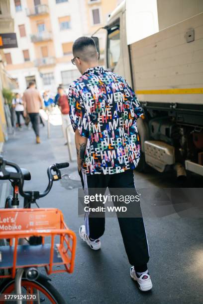 Street Style at Milan Fashion Week Men's Spring 2020, photographed in Milan on June 15 - 17, 2019...