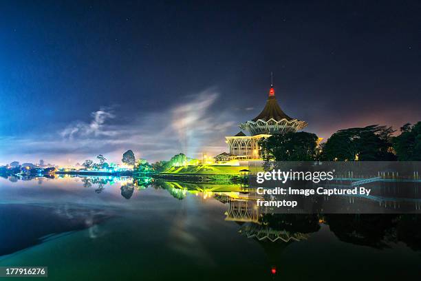 kuching at night - looking at d.u.n - kuching sarawak stock pictures, royalty-free photos & images