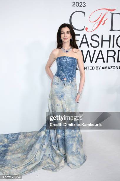 Anne Hathaway attends the 2023 CFDA Fashion Awards at American Museum of Natural History on November 06, 2023 in New York City.