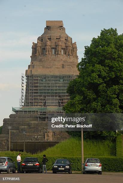 Wahrzeichen "Völkerschlachtdenkmal" (größtes Denkmal Europas , Leipzig, Sachsen, Deutschland, Europa, Sehenswürdigkeit, Baumaterial: Beuchaer...