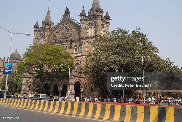 Hauptbahnhof "Central Railway" von Mumbai/Bombay, Bundesstaat Maharashtra, Indien, Asien, Stadt-Mitte, Außenansicht, Abgrenzung, Reise,