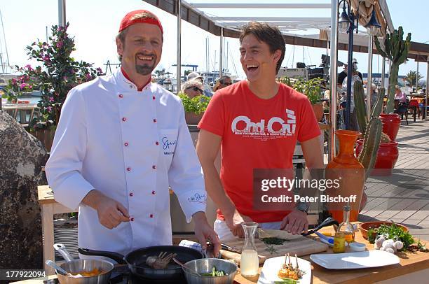 Andreas C. Studer , Matze Knop , ZDF-Show "Die Frühlingsshow" , Yachthafen Marina Rubicn, Playa Blanca, Insel Lanzarote, Kanarische Insel, Kanaren,...