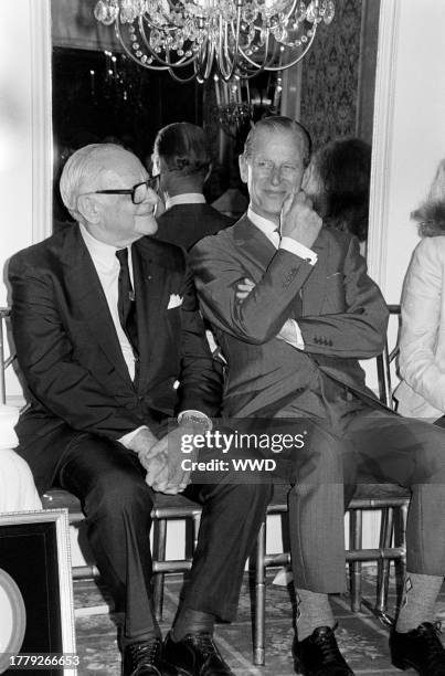 Armand Hammer and Prince Philip, Duke of Edinburgh, attend an event, presented by Shakespeare's Globe Foundation at the Beverly Wilshire Hotel in...