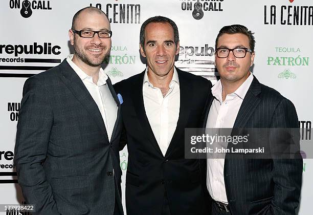 Editorial Director at Billboard, Bill Werde, Founder, Chairman and CEO of Republic Records, Monte Lipman and President of Billboard John Amato attend...