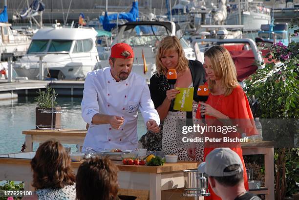 Andreas C. Studer ,;Andrea "Kiwi" Kiewel , Patricia Schäfer , ZDF-Show "Die Frühlingsshow" , Yachthafen Marina Rubicn, Terrasse "Lanis Grill", Playa...