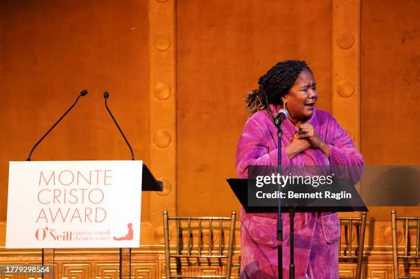 Tonya Pinkins perform onstage while Eugene O'Neill Theatre Center Hosts The 22nd Monte Cristo Award Honoring Lynn Nottage at Capitale on November 06,...