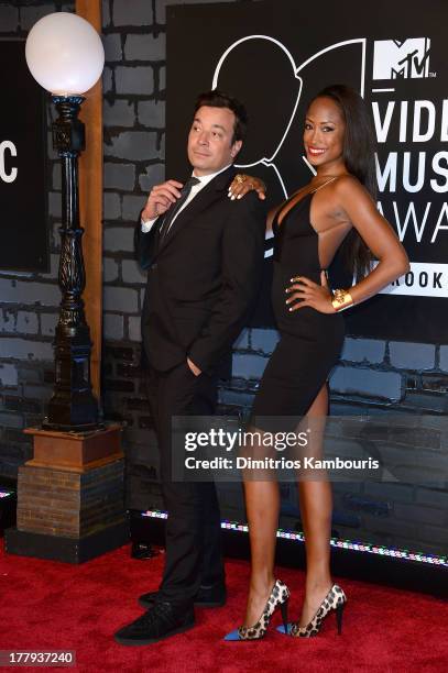 Jimmy Fallon and Keenyah Hill attends the 2013 MTV Video Music Awards at the Barclays Center on August 25, 2013 in the Brooklyn borough of New York...