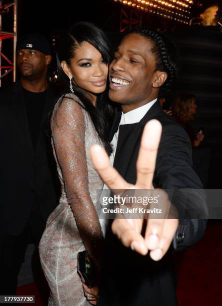 Chanel Iman and ASAP Rocky attend the 2013 MTV Video Music Awards at the Barclays Center on August 25, 2013 in the Brooklyn borough of New York City.