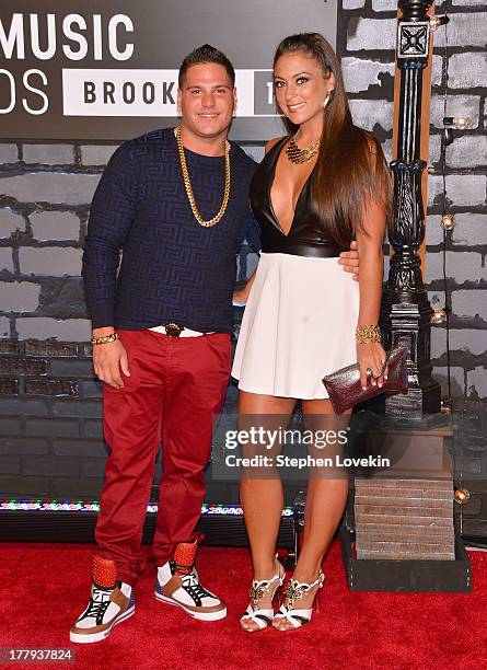 Ronald 'Ronnie' Ortiz-Magro, Jr. And Sammi 'Sweetheart' Giancola attend the 2013 MTV Video Music Awards at the Barclays Center on August 25, 2013 in...