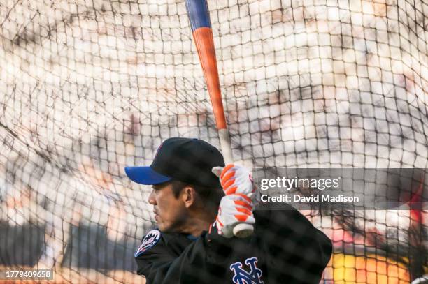 Kazuo Matsui of the New York Mets warms up before a Major League Baseball game against the San Diego Padres on April 30, 2004 at Petco Park in San...