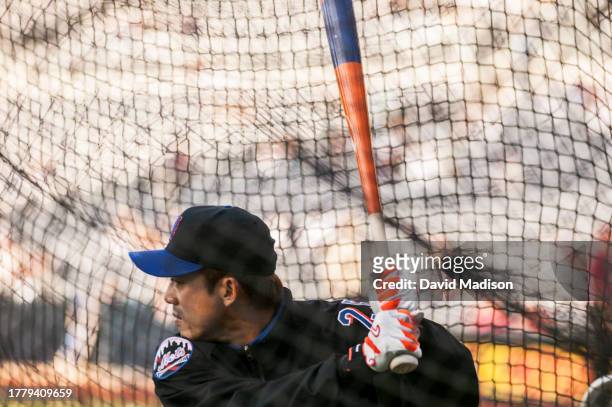 Kazuo Matsui of the New York Mets warms up before a Major League Baseball game against the San Diego Padres on April 30, 2004 at Petco Park in San...