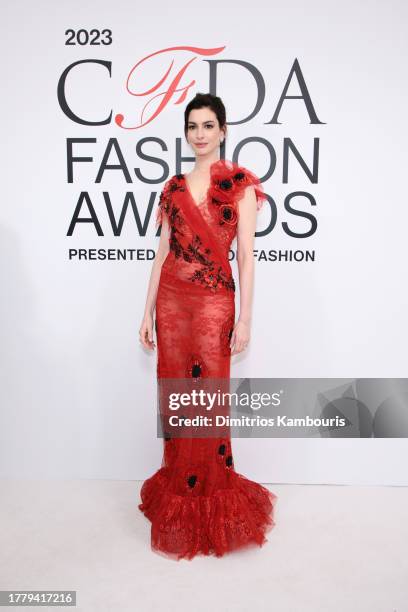 Anne Hathaway attends the 2023 CFDA Fashion Awards at American Museum of Natural History on November 06, 2023 in New York City.