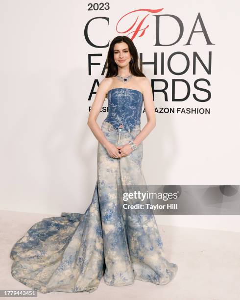 Anne Hathaway attends the 2023 CFDA Awards at American Museum of Natural History on November 06, 2023 in New York City.