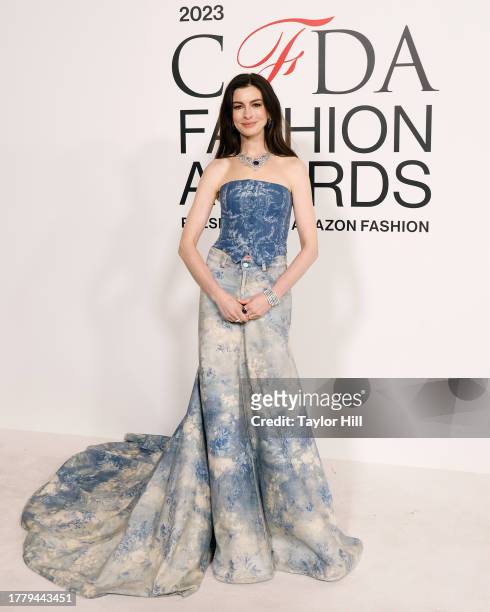 Anne Hathaway attends the 2023 CFDA Awards at American Museum of Natural History on November 06, 2023 in New York City.