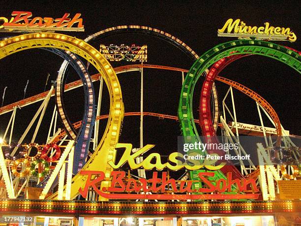 Achterbahn "Olympia-Looping", "Bremer Freimarkt", Bremen, Deutschland, Europa, Fahrgeschäft, Volksfest, Jahrmarkt, Kirmis, bei Nacht, Nachtaufnahme,...