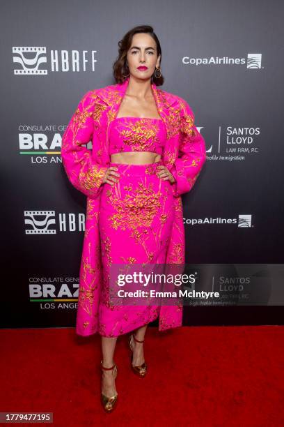 Camilla Belle attends the 2023 Hollywood Brazilian Film Festival opening night gala premiere of 'Pictures of Ghosts' at Academy Museum of Motion...