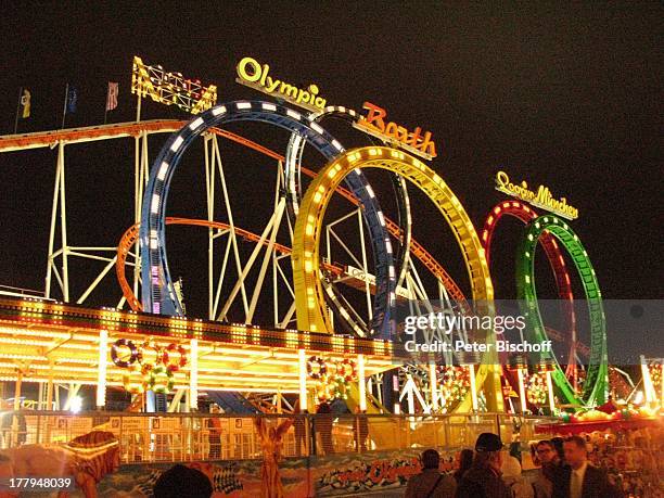 Achterbahn "Olympia-Looping", "Bremer Freimarkt", Bremen, Deutschland, Europa, Fahrgeschäft, Volksfest, Jahrmarkt, Kirmis, bei Nacht, Nachtaufnahme,...