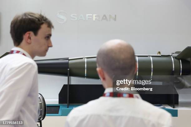 An AASM Hammer precision-guided munition at the Safran SA pavilion in the exhibition hall of the Dubai Air Show in Dubai, United Arab Emirates, on...