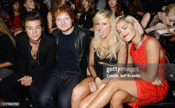 Harry Styles , Ed Sheeran, Ellie Goulding, and Rita Ora attend the 2013 MTV Video Music Awards at the Barclays Center on August 25, 2013 in the...