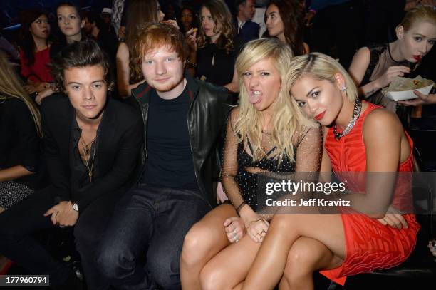 Harry Styles, Ed Sheeran, Ellie Goulding, and Rita Ora attend the 2013 MTV Video Music Awards at the Barclays Center on August 25, 2013 in the...