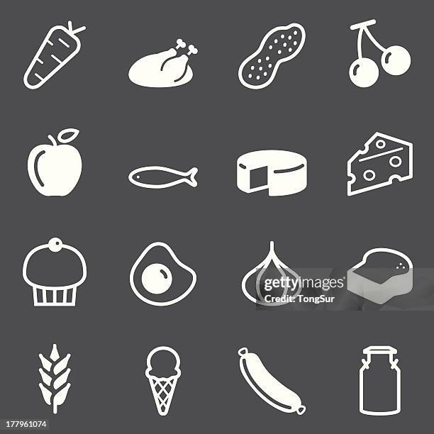 food icons - white series - food pyramid stock illustrations