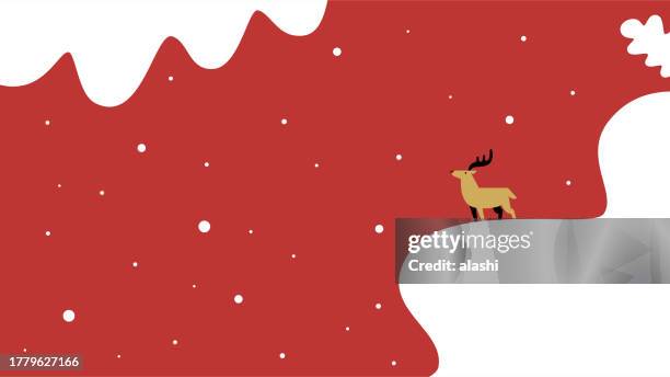 stockillustraties, clipart, cartoons en iconen met an elk stands on a snowy mountaintop on christmas - elk