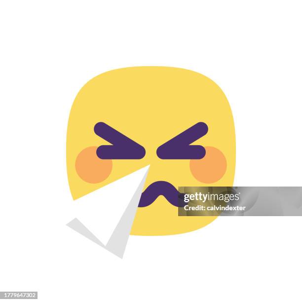 cute emoticon - sneezing stock illustrations