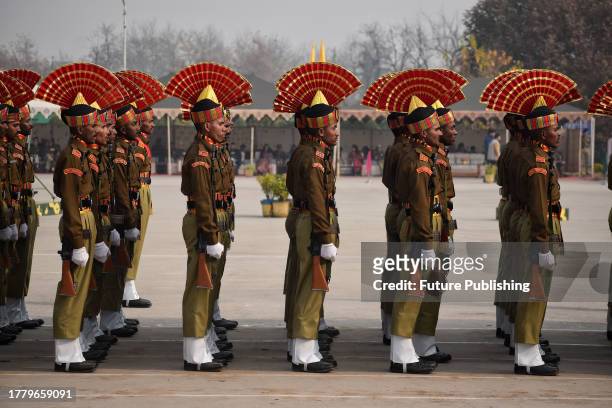 November 09 Srinagar Kashmir, India : New recruits of the Indian Border Security Force take part during a passing out parade in Humhama, on the...
