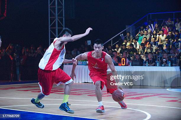 American professional basketball players Jeremy Lin of the Houston Rockets meets fans at MasterCard Center on August 24, 2013 in Beijing, China.