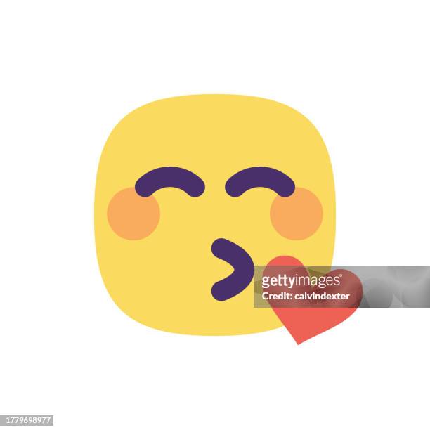 cute emoticon - blowing a kiss stock illustrations